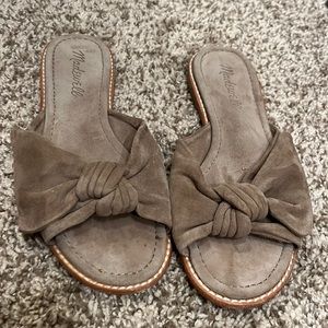Madewell Suede slides with knot, taupe